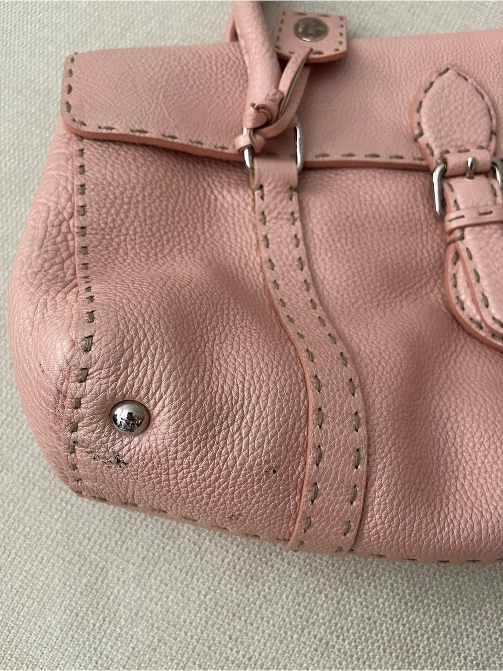 Fendi Selleria Blush Pink Leather Top Handle Satchel - Picture 11 of 16